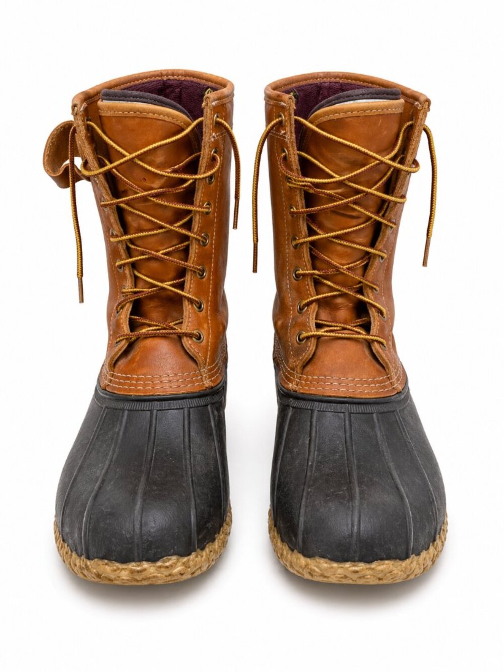 vintage brown leather L.L.Bean Maine Hunting Shoes Duck Boots GoreTex 12